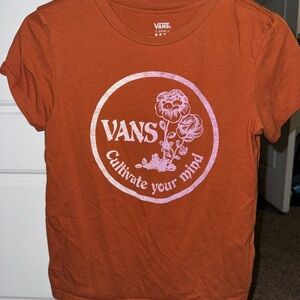 Vans Orange and Pink Short Sleeve Tee Retro Floral Design